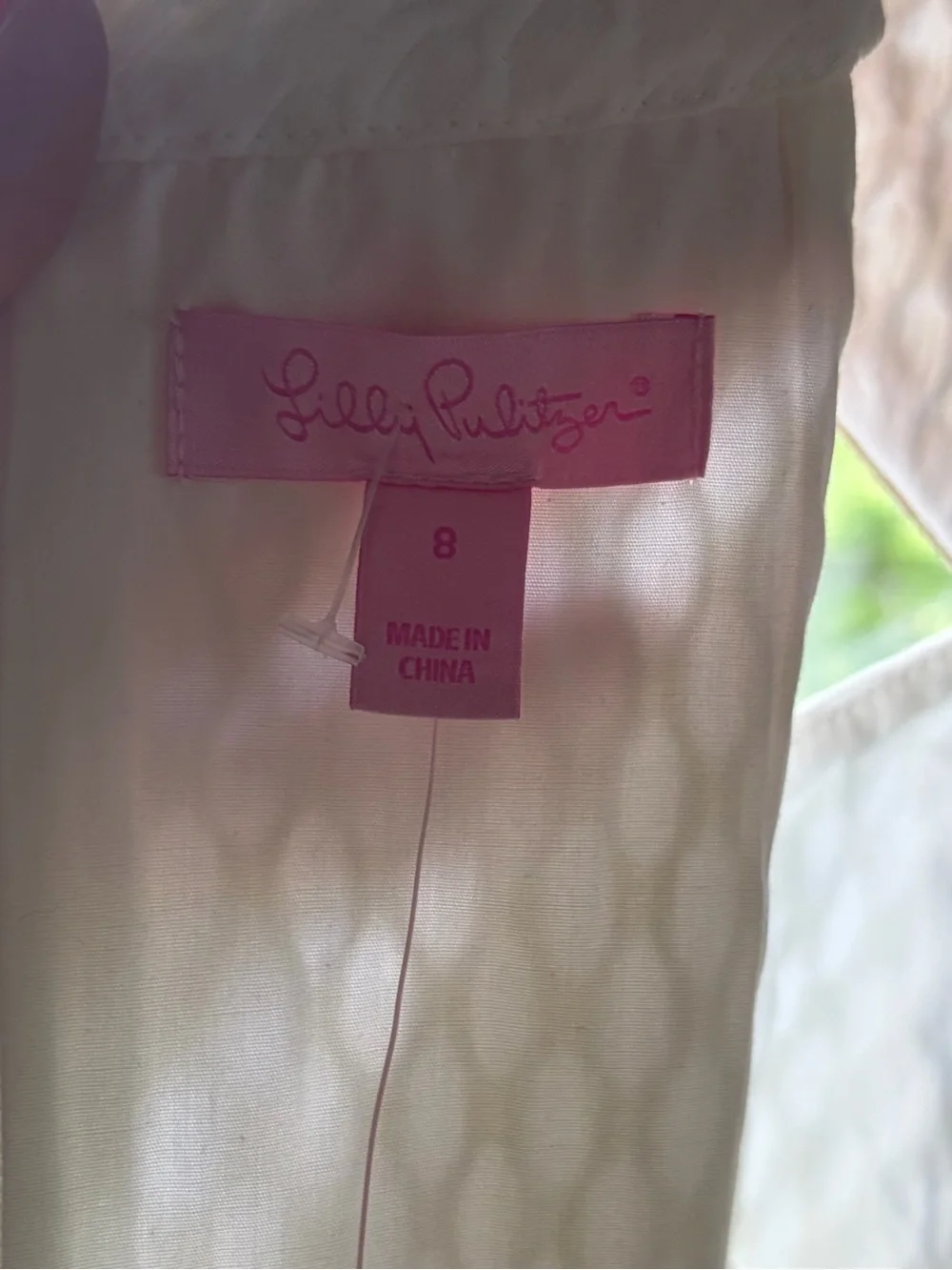 Lilly Pulitzer Cream Textured Shift Dress with Gold Embellished Neckline - Picture 9 of 16